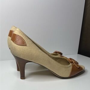 Worthington Tan and Brown Peep-Toe Heels